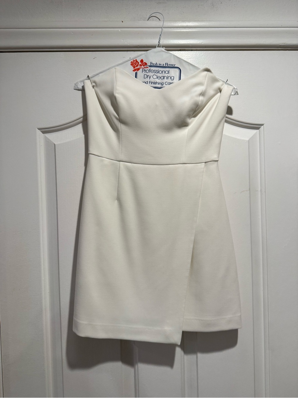 French Connection Ivory Strapless Wrap Mini Dress Size 4